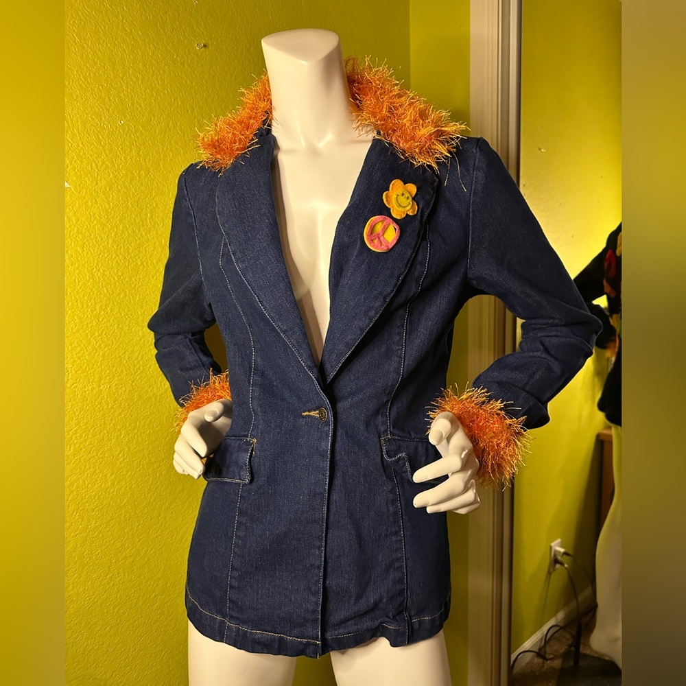Coffee Shop Medium Denim Flower Power Blazer